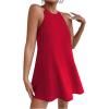 imageSHENHE Womens Casual Sleeveless Halter Neck Flared A Line Tunic Cami Mini DressesRed