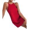 imageSHENHE Womens Casual Sleeveless Halter Neck Flared A Line Tunic Cami Mini DressesRed