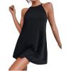 imageSHENHE Womens Casual Sleeveless Halter Neck Flared A Line Tunic Cami Mini DressesSolid Black