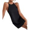 imageSHENHE Womens Casual Sleeveless Halter Neck Flared A Line Tunic Cami Mini DressesSolid Black