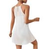 imageSHENHE Womens Casual Sleeveless Halter Neck Flared A Line Tunic Cami Mini DressesWhite