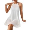 imageSHENHE Womens Casual Sleeveless Halter Neck Flared A Line Tunic Cami Mini DressesWhite