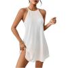 imageSHENHE Womens Casual Sleeveless Halter Neck Flared A Line Tunic Cami Mini DressesWhite