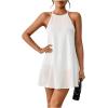 imageSHENHE Womens Casual Sleeveless Halter Neck Flared A Line Tunic Cami Mini DressesWhite