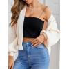imageSHENHE Womens Color Block Open Front Long Sleeve Ribbed Knit Cropped Cardigan SweatersApricot Plain