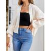 imageSHENHE Womens Color Block Open Front Long Sleeve Ribbed Knit Cropped Cardigan SweatersApricot Plain