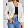 imageSHENHE Womens Color Block Open Front Long Sleeve Ribbed Knit Cropped Cardigan SweatersApricot Plain