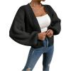 imageSHENHE Womens Color Block Open Front Long Sleeve Ribbed Knit Cropped Cardigan SweatersBlack