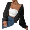 imageSHENHE Womens Color Block Open Front Long Sleeve Ribbed Knit Cropped Cardigan SweatersBlack