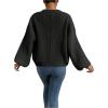 imageSHENHE Womens Color Block Open Front Long Sleeve Ribbed Knit Cropped Cardigan SweatersBlack