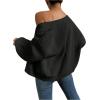 imageSHENHE Womens Color Block Open Front Long Sleeve Ribbed Knit Cropped Cardigan SweatersBlack