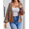 imageSHENHE Womens Color Block Open Front Long Sleeve Ribbed Knit Cropped Cardigan SweatersColorful Multicolor