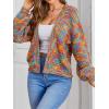 imageSHENHE Womens Color Block Open Front Long Sleeve Ribbed Knit Cropped Cardigan SweatersColorful Multicolor