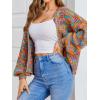 imageSHENHE Womens Color Block Open Front Long Sleeve Ribbed Knit Cropped Cardigan SweatersColorful Multicolor