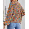 imageSHENHE Womens Color Block Open Front Long Sleeve Ribbed Knit Cropped Cardigan SweatersColorful Multicolor