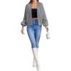 imageSHENHE Womens Color Block Open Front Long Sleeve Ribbed Knit Cropped Cardigan SweatersGrey