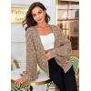 imageSHENHE Womens Color Block Open Front Long Sleeve Ribbed Knit Cropped Cardigan SweatersKhaki