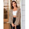 imageSHENHE Womens Color Block Open Front Long Sleeve Ribbed Knit Cropped Cardigan SweatersKhaki