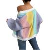 imageSHENHE Womens Color Block Open Front Long Sleeve Ribbed Knit Cropped Cardigan SweatersMulticolor