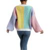 imageSHENHE Womens Color Block Open Front Long Sleeve Ribbed Knit Cropped Cardigan SweatersMulticolor