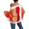 imageSHENHE Womens Color Block Open Front Long Sleeve Ribbed Knit Cropped Cardigan SweatersOrange and Red