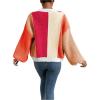 imageSHENHE Womens Color Block Open Front Long Sleeve Ribbed Knit Cropped Cardigan SweatersOrange and Red