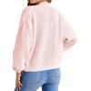 imageSHENHE Womens Color Block Open Front Long Sleeve Ribbed Knit Cropped Cardigan SweatersPink