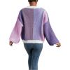 imageSHENHE Womens Color Block Open Front Long Sleeve Ribbed Knit Cropped Cardigan SweatersPurple and Blue
