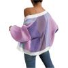imageSHENHE Womens Color Block Open Front Long Sleeve Ribbed Knit Cropped Cardigan SweatersPurple and Blue