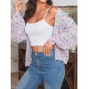 imageSHENHE Womens Color Block Open Front Long Sleeve Ribbed Knit Cropped Cardigan SweatersRainbow Multi