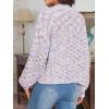 imageSHENHE Womens Color Block Open Front Long Sleeve Ribbed Knit Cropped Cardigan SweatersRainbow Multi