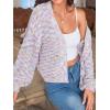 imageSHENHE Womens Color Block Open Front Long Sleeve Ribbed Knit Cropped Cardigan SweatersRainbow Multi
