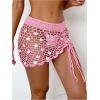 imageSHENHE Womens Crochet Bikini Cover Up Sequin Hollow Out Beach Mini Skirt Swimsuit Cover UpsPink
