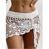 imageSHENHE Womens Crochet Bikini Cover Up Sequin Hollow Out Beach Mini Skirt Swimsuit Cover UpsWhite