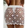 imageSHENHE Womens Crochet Bikini Cover Up Sequin Hollow Out Beach Mini Skirt Swimsuit Cover UpsWhite