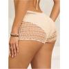 imageSHENHE Womens Crochet Coverups Hollow Out Tie Waist See Through Boho ShortsBeige