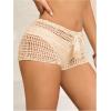 imageSHENHE Womens Crochet Coverups Hollow Out Tie Waist See Through Boho ShortsBeige