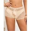 imageSHENHE Womens Crochet Coverups Hollow Out Tie Waist See Through Boho ShortsBeige