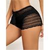 imageSHENHE Womens Crochet Coverups Hollow Out Tie Waist See Through Boho ShortsBlack