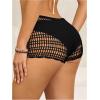 imageSHENHE Womens Crochet Coverups Hollow Out Tie Waist See Through Boho ShortsBlack