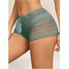 imageSHENHE Womens Crochet Coverups Hollow Out Tie Waist See Through Boho ShortsMint Green
