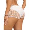 imageSHENHE Womens Crochet Coverups Hollow Out Tie Waist See Through Boho ShortsWhite