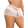 imageSHENHE Womens Crochet Coverups Hollow Out Tie Waist See Through Boho ShortsWhite