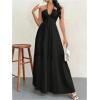 imageSHENHE Womens Deep V Neck Tie Knot Backless Halter Dress A Line Flowy Ruffle Maxi DressBlack