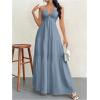 imageSHENHE Womens Deep V Neck Tie Knot Backless Halter Dress A Line Flowy Ruffle Maxi DressDusty Blue