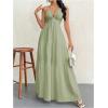 imageSHENHE Womens Deep V Neck Tie Knot Backless Halter Dress A Line Flowy Ruffle Maxi DressGreen