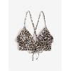 imageSHENHE Womens Leopard Criss Cross V Neck Bikini Top Animal Print Sexy Swimsuit TopBlack