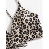imageSHENHE Womens Leopard Criss Cross V Neck Bikini Top Animal Print Sexy Swimsuit TopBlack