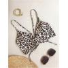 imageSHENHE Womens Leopard Criss Cross V Neck Bikini Top Animal Print Sexy Swimsuit TopBlack