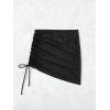 imageSHENHE Womens Mesh Swim Cover Up Skirt Drawstring Sheer Beach Mini Skirt CoverupBlack